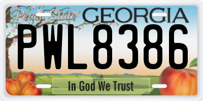 GA license plate PWL8386