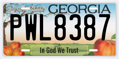 GA license plate PWL8387