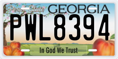 GA license plate PWL8394