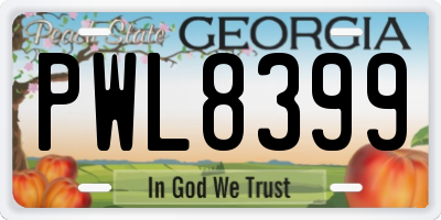 GA license plate PWL8399