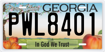 GA license plate PWL8401
