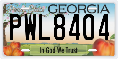 GA license plate PWL8404