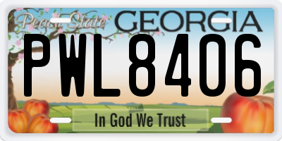 GA license plate PWL8406