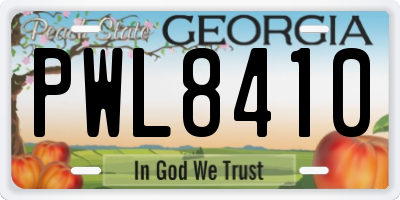 GA license plate PWL8410