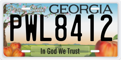 GA license plate PWL8412