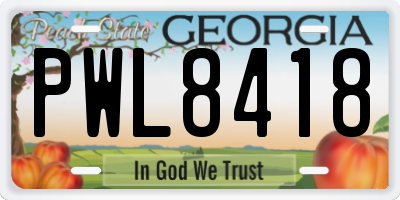 GA license plate PWL8418