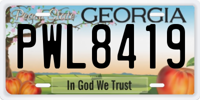 GA license plate PWL8419