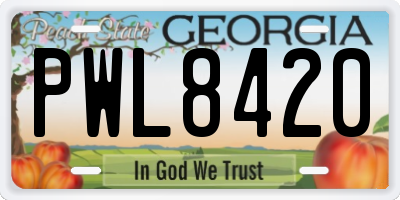 GA license plate PWL8420