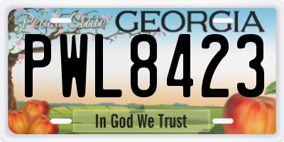 GA license plate PWL8423
