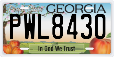 GA license plate PWL8430