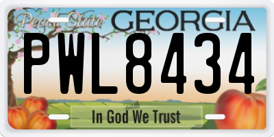 GA license plate PWL8434