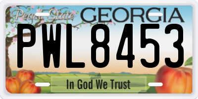 GA license plate PWL8453