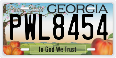 GA license plate PWL8454