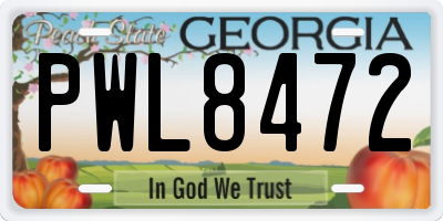 GA license plate PWL8472