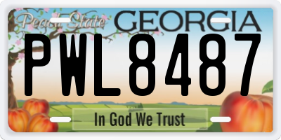 GA license plate PWL8487
