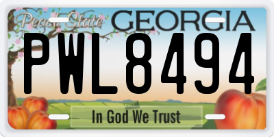 GA license plate PWL8494