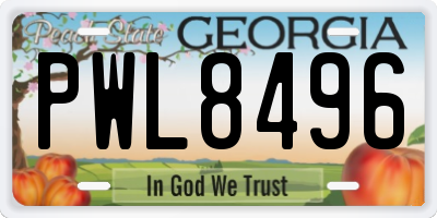 GA license plate PWL8496