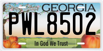 GA license plate PWL8502