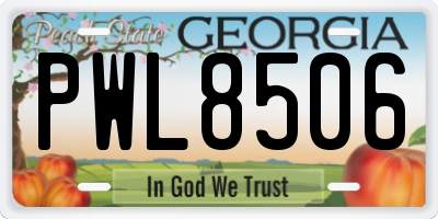GA license plate PWL8506