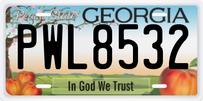 GA license plate PWL8532