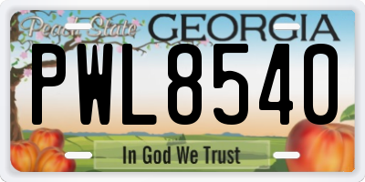 GA license plate PWL8540