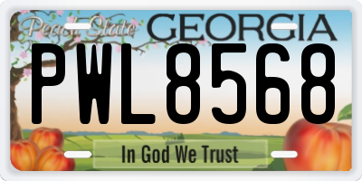 GA license plate PWL8568
