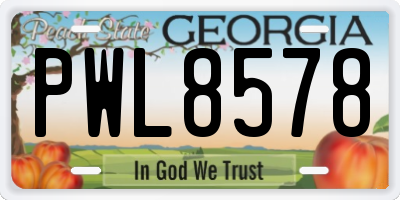 GA license plate PWL8578