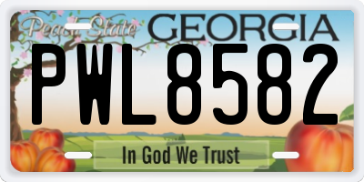 GA license plate PWL8582