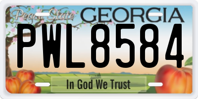 GA license plate PWL8584