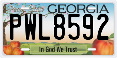 GA license plate PWL8592