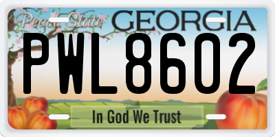 GA license plate PWL8602