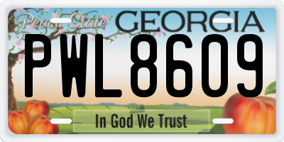 GA license plate PWL8609