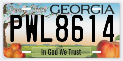 GA license plate PWL8614