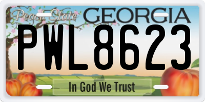 GA license plate PWL8623