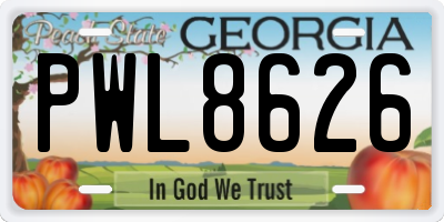 GA license plate PWL8626