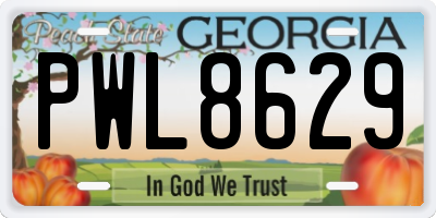 GA license plate PWL8629