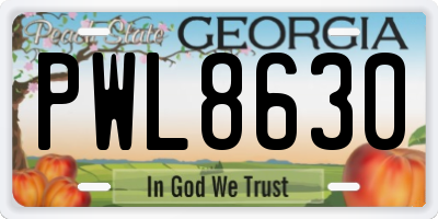 GA license plate PWL8630