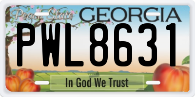 GA license plate PWL8631