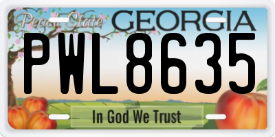 GA license plate PWL8635