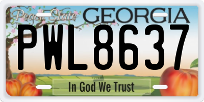 GA license plate PWL8637