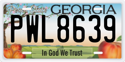 GA license plate PWL8639