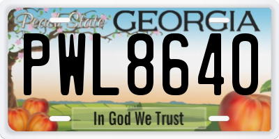 GA license plate PWL8640