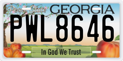 GA license plate PWL8646