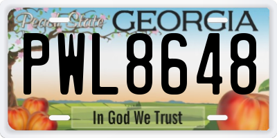 GA license plate PWL8648