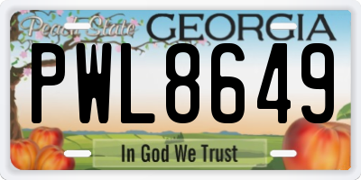 GA license plate PWL8649