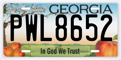 GA license plate PWL8652
