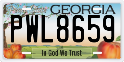 GA license plate PWL8659
