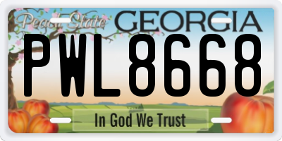 GA license plate PWL8668