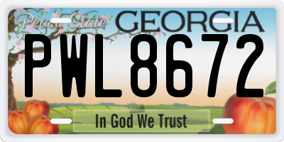 GA license plate PWL8672