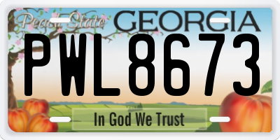 GA license plate PWL8673